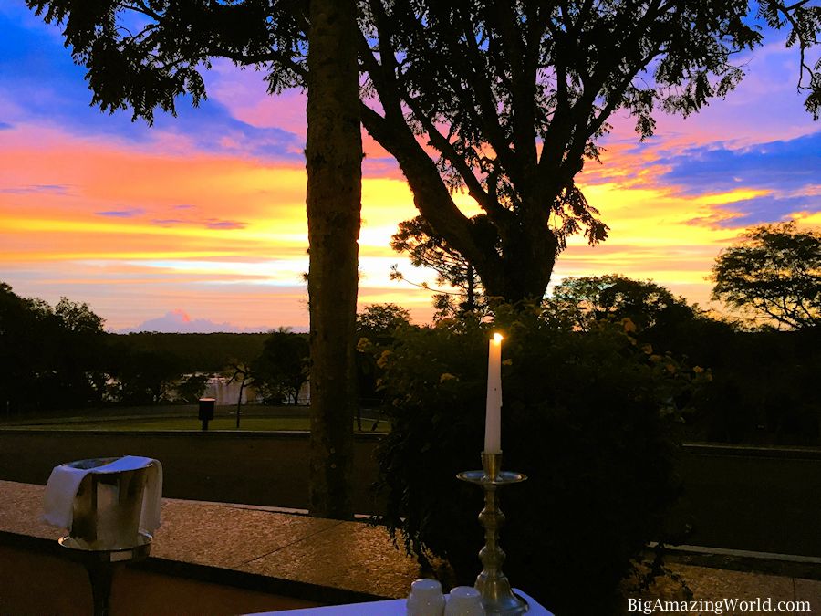 Sunset Candle light dinner at the Belmond Hotel overlooking Iguazu Falls.